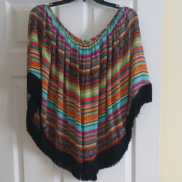 NWOT Ivy Jane Sheer Striped Coverup with Fringe - Picture 7 of 9